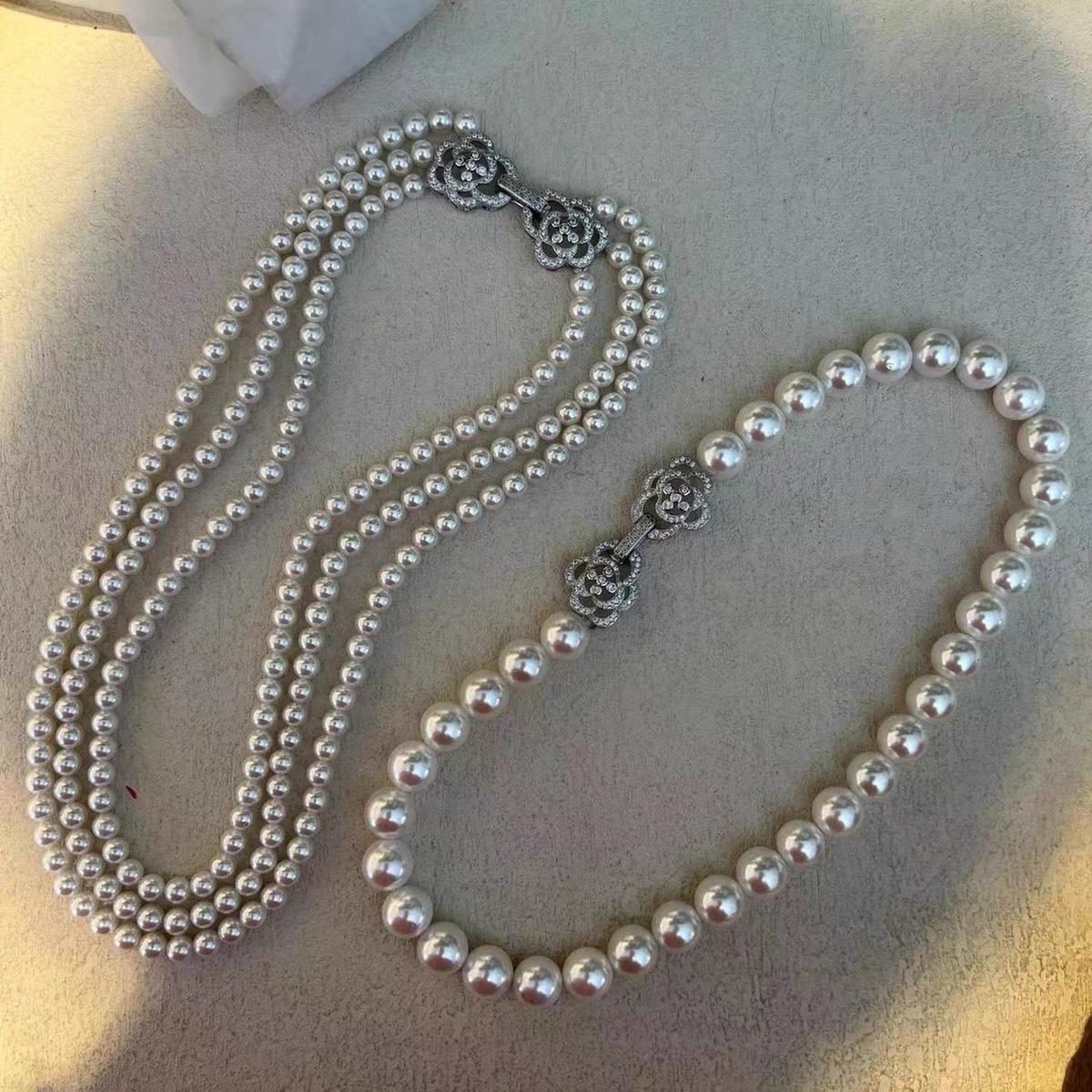Pearl necklace four seasons sweater chain shell pearl mother shell versatile fashion simple elegant sweater chain