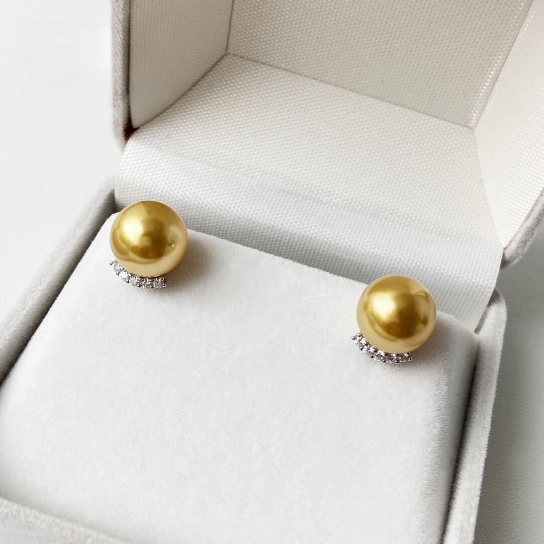 Pearl stud earrings niche high-end earrings 10mm