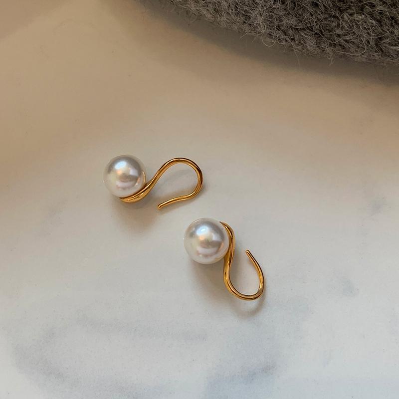 999 sterling silver, grey pearl stud earrings for women, high heels, earrings.