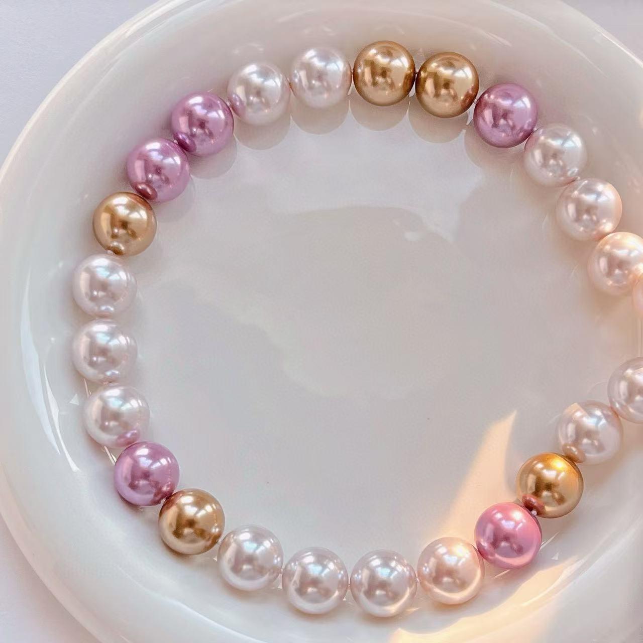 2025 New Arrival 16mm mixed colorspearl collarbone chain, pink, gold, white necklace sweet, suitable for parties, birthday gifts, mother's day gifts