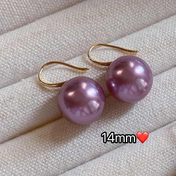 Violet Pearl Ear Hook Earrings for Women | 2025 New Trend | Light Luxury Niche Design | High Heels Style | Sterling Silver with High-End Appeal