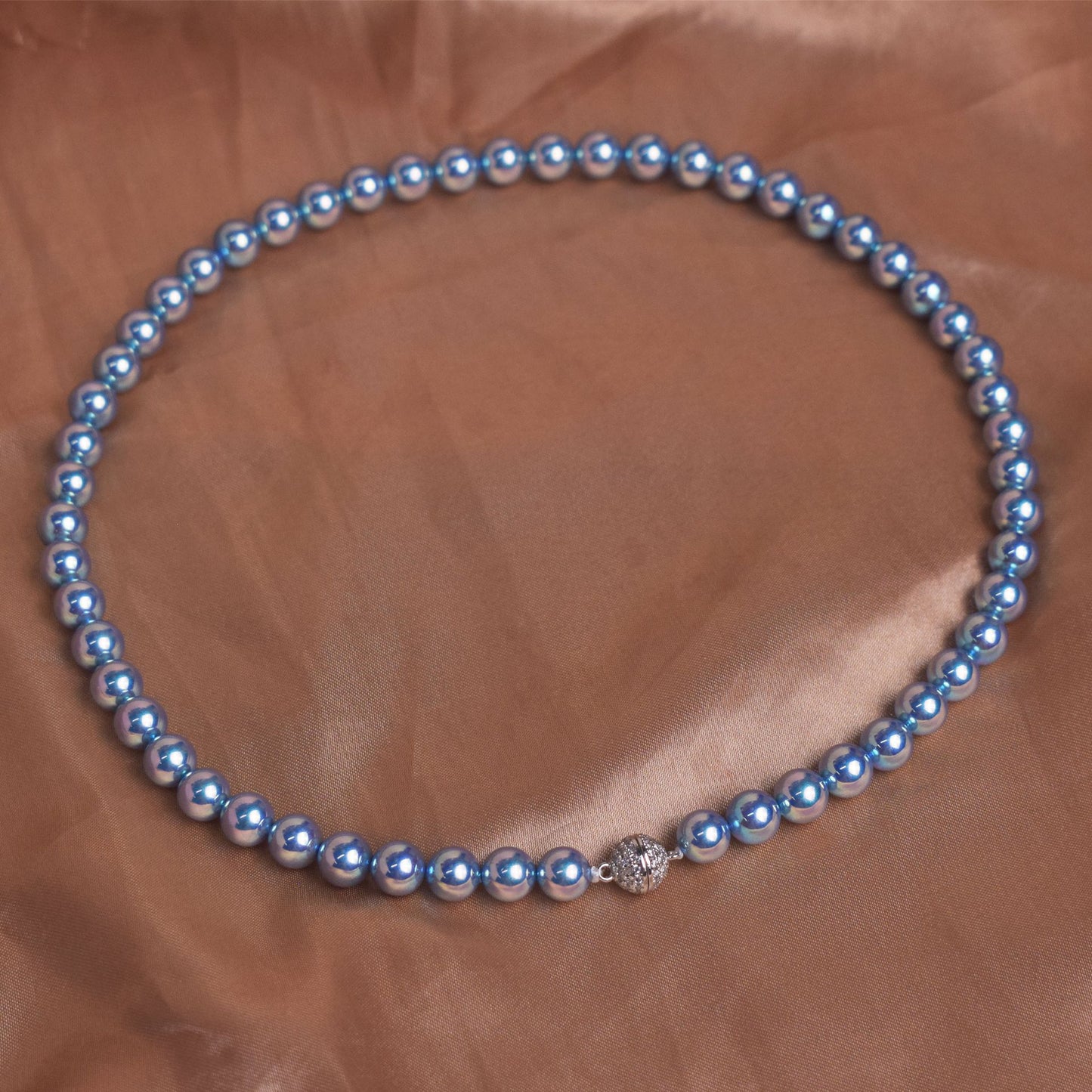Ocean blue bead beauty ocean pearl necklace bracelet, temperament beautiful collarbone chain 8/10/12 mm