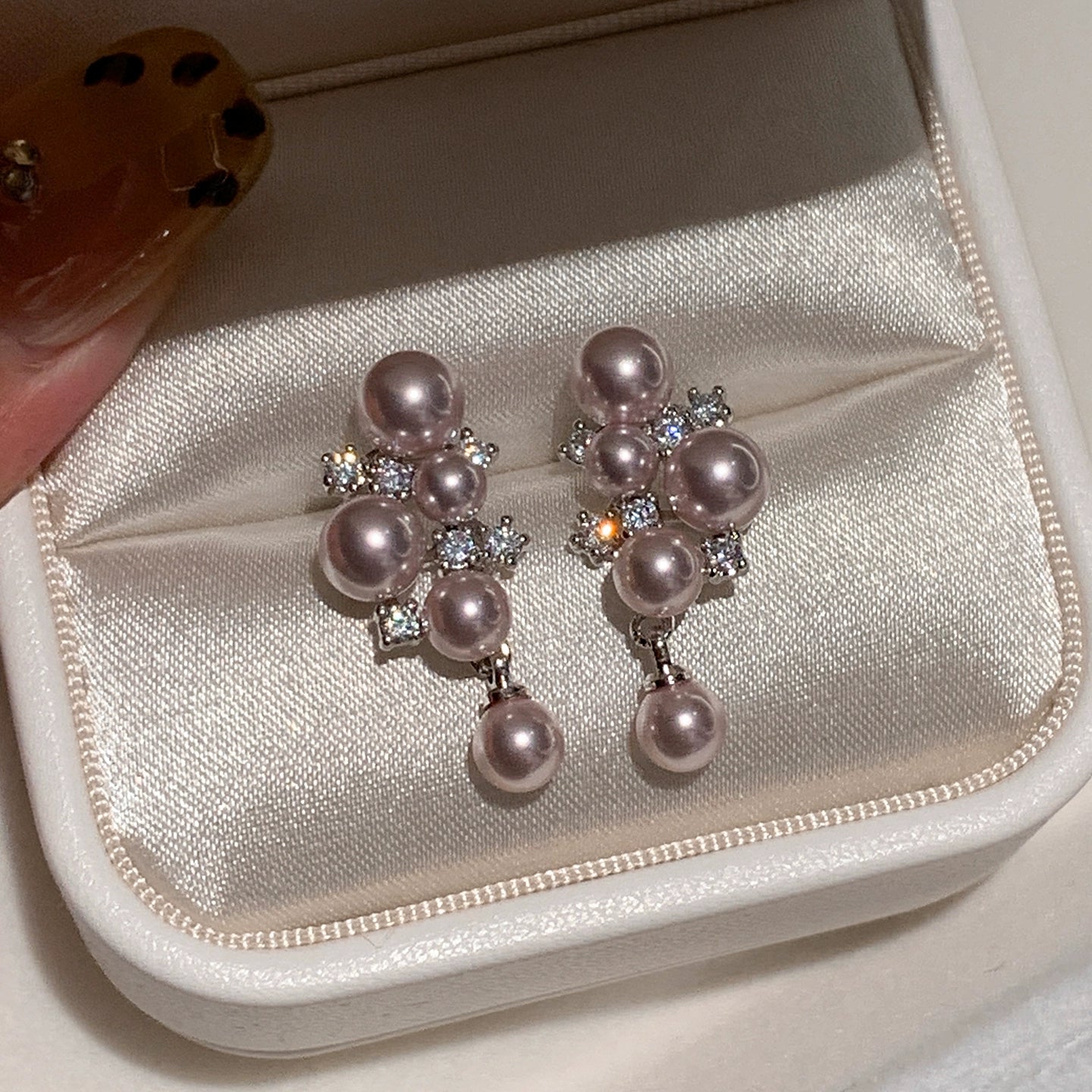 S925 Silver Needle Pink Pearl Grape Earrings for Women | High-End Light Luxury | Unique & Beautiful Temperament | Exquisite Stud Earrings