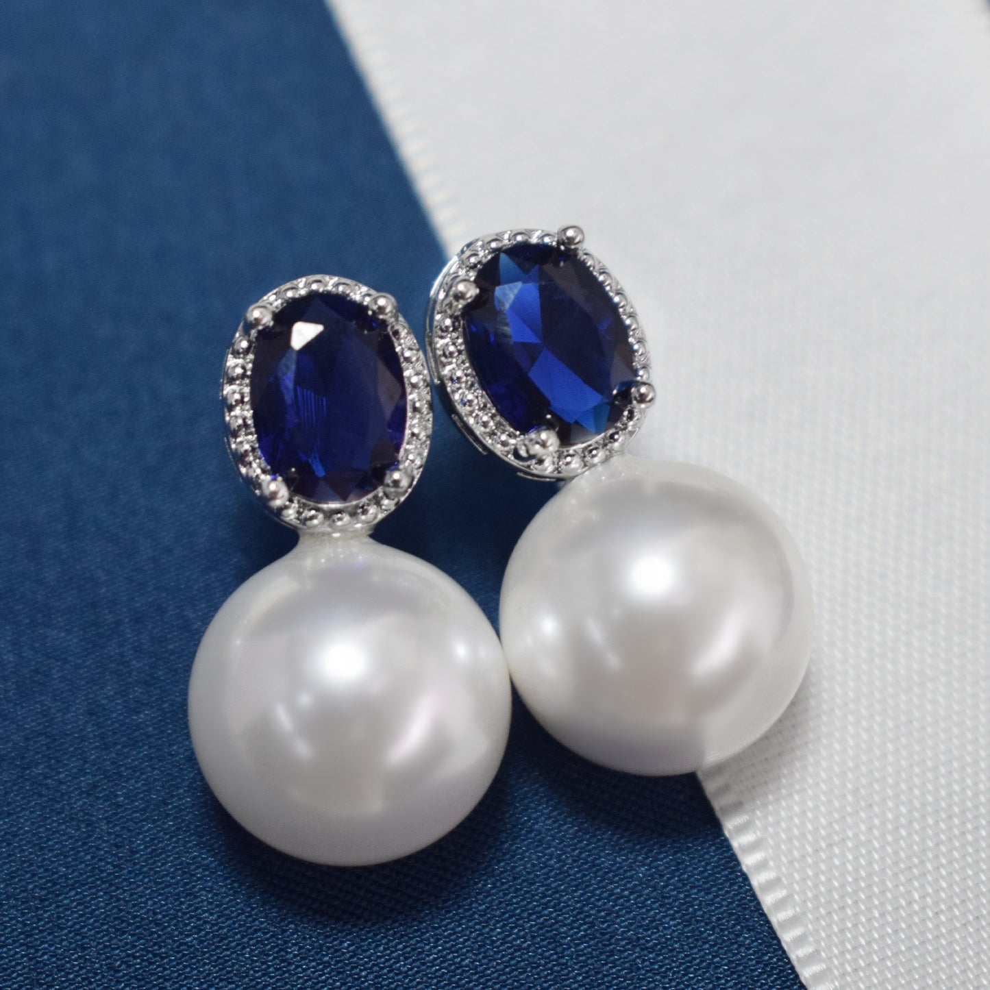S925 Silver Sapphire Pearl Necklace Bracelet Fashion Versatile Atmospheric Bead Mother Shell Necklace Bracelet