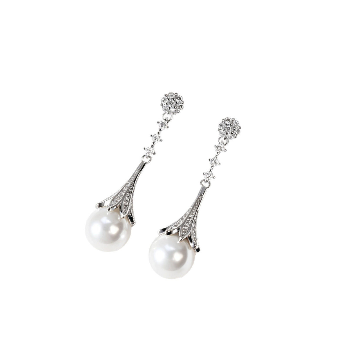 Aurelia Crystal Teardrop Pearl Earrings
