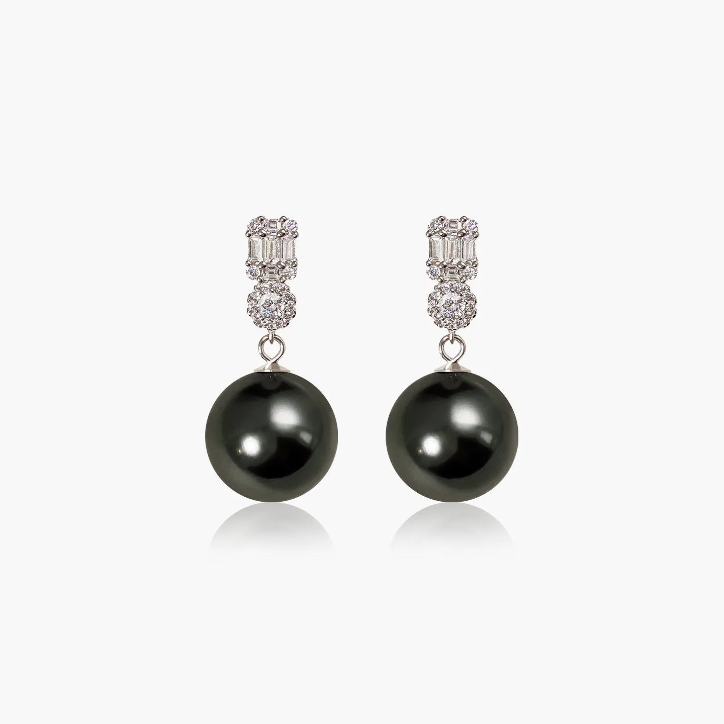 French Style 14mm Shell Pearl Earrings Luxury Zircon Princess Stud Earrings Elegant Fashion Jewelry for Women