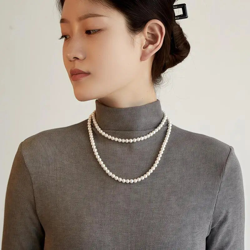 Double-layered long pearl sweater chain 6-10 mm winter Ran'ao mother-of-pearl necklace 85 cm 120 cm 160 cm birthday gift