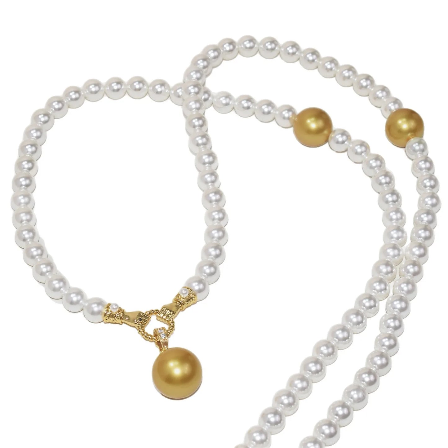 80Cm long pearl sweater chain, mother shell pearl, high-end necklace autumn and winter sweater chain