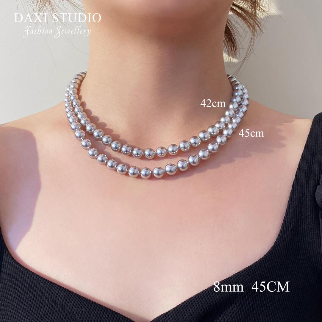 Gray pearl necklace high cold temperament high sense necklace