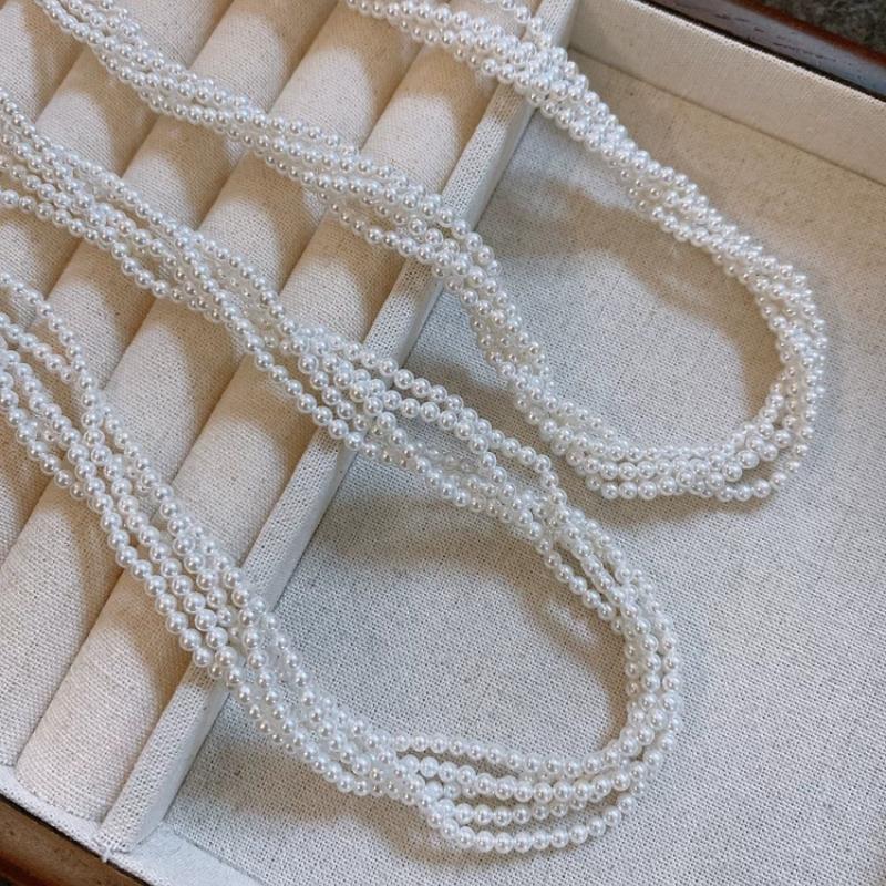 Minimalist Luxury 3 Layer Stacking 3mm White Baby Pearl Necklace for Women Choker Gift Perfect Choice