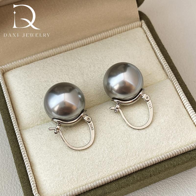 Bucket crystal pearl oversized earrings, light luxury high-end earrings S925 silver teapot ear buckles