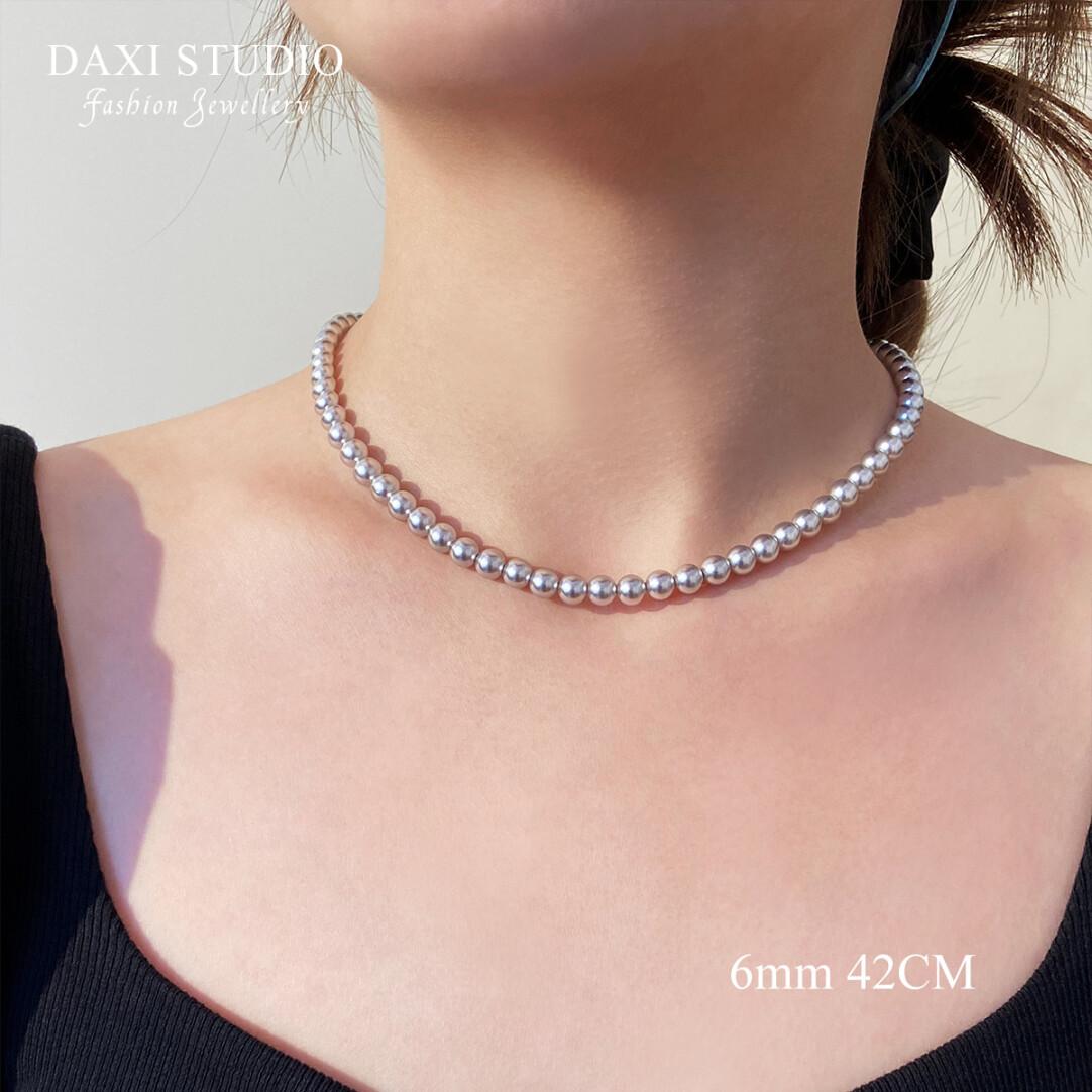 Gray pearl necklace high cold temperament high sense necklace
