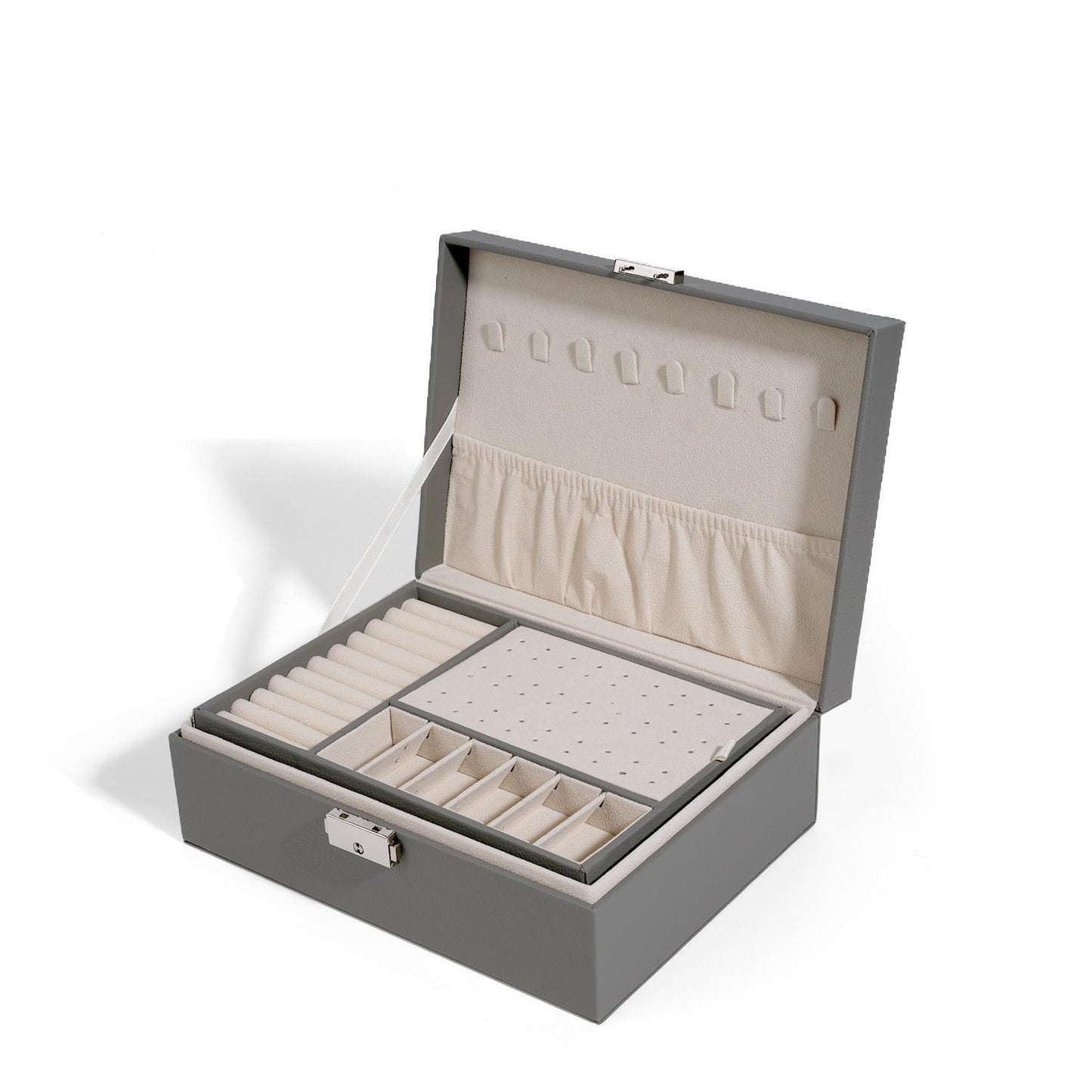 Double Jewelry Box Storage Box, Ring Necklace Jewelry Storage Box PU Leather Jewelry Storage Box with Lock