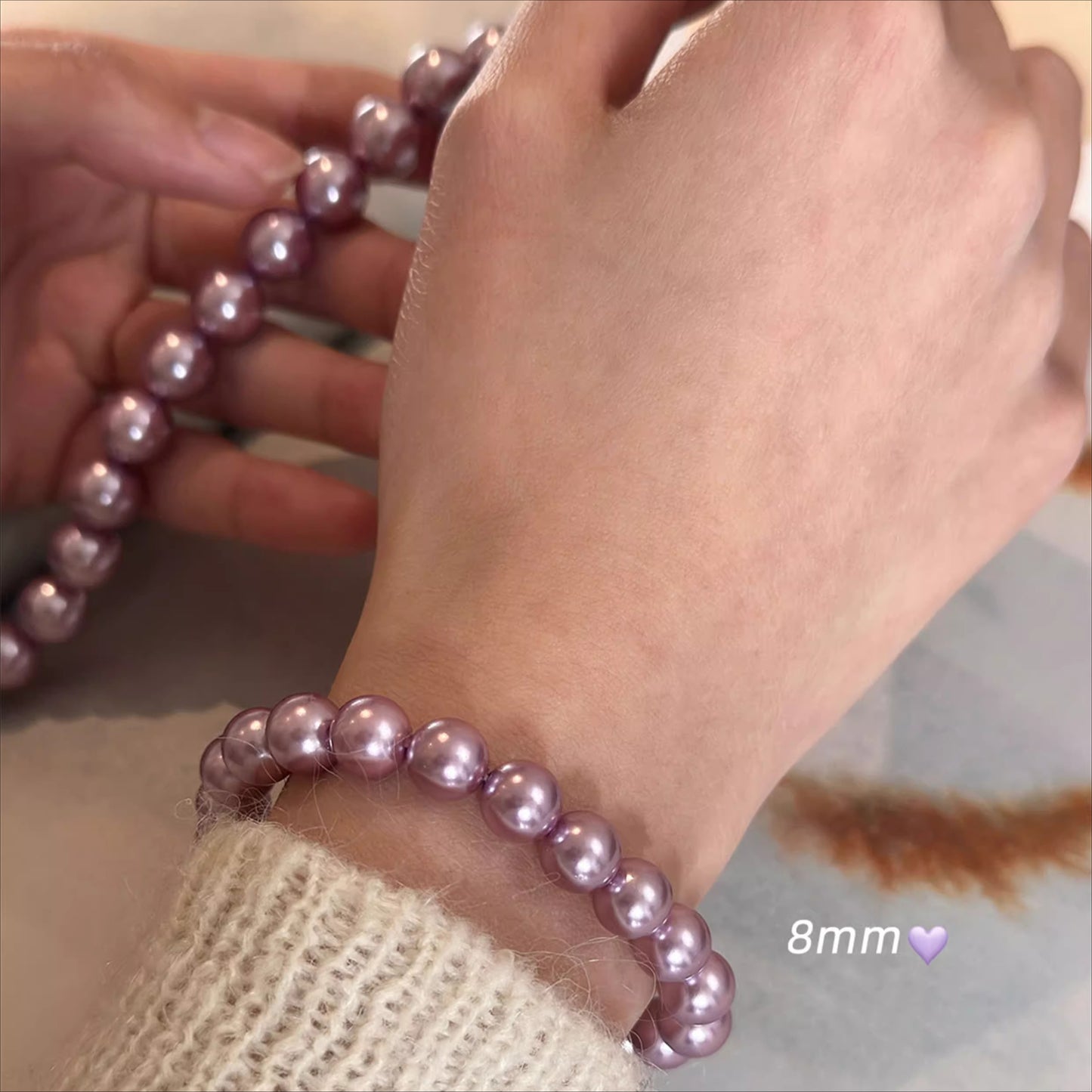 Violet Purple Pearl Bracelet – Women’s Exquisite High-End French Temperament Jewelry