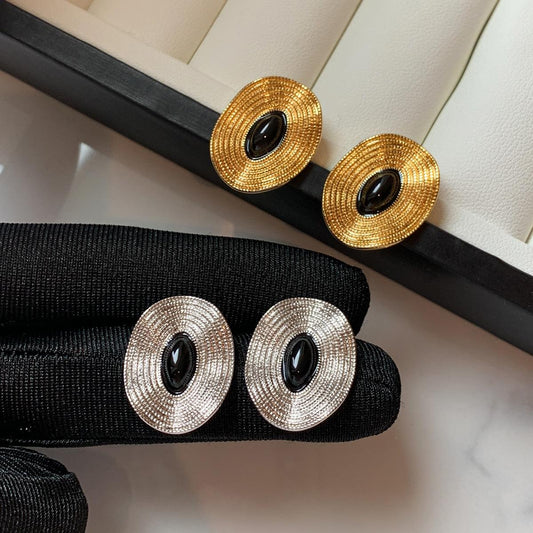 Black agate earrings women's light luxury niche high-end new stud earrings