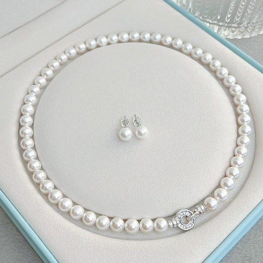 Ladies' set of white white dress necklace ladies 2025 new temperate frenzy luxury luxury gift gift graduation birthday gift suitable for mother's Day gift