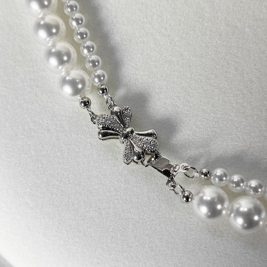 Pearl necklace double-layer white fashionable high-end autumn and winter new products · white necklace (4mm + 8mm)