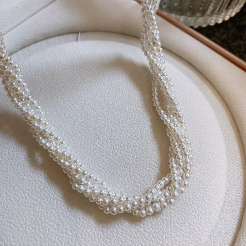 Minimalist Luxury 3 Layer Stacking 3mm White Baby Pearl Necklace for Women Choker Gift Perfect Choice