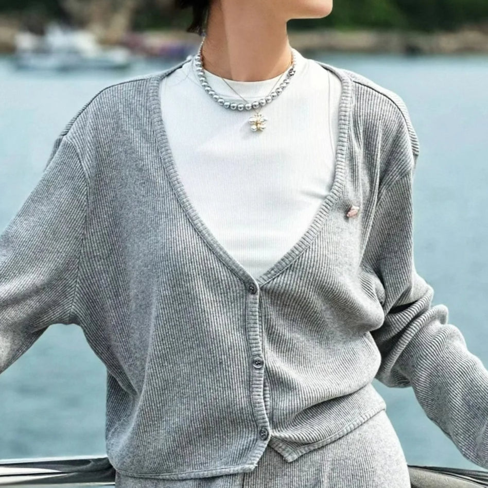 2025 New Women's Platinum Gray Pearl Necklace – 8mm Real Hemp Clavicle Chain Accessory