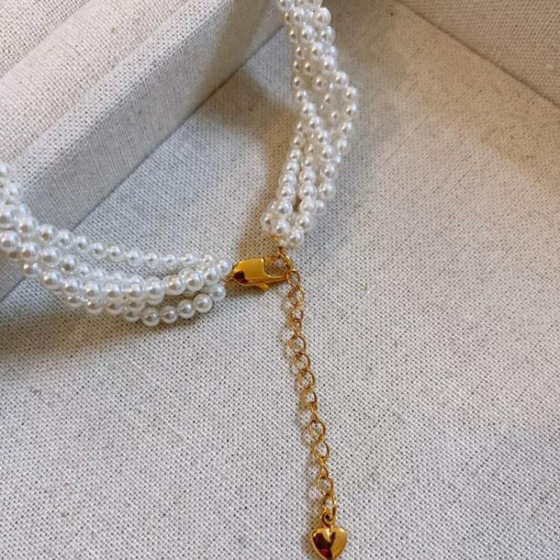 Minimalist Luxury 3 Layer Stacking 3mm White Baby Pearl Necklace for Women Choker Gift Perfect Choice
