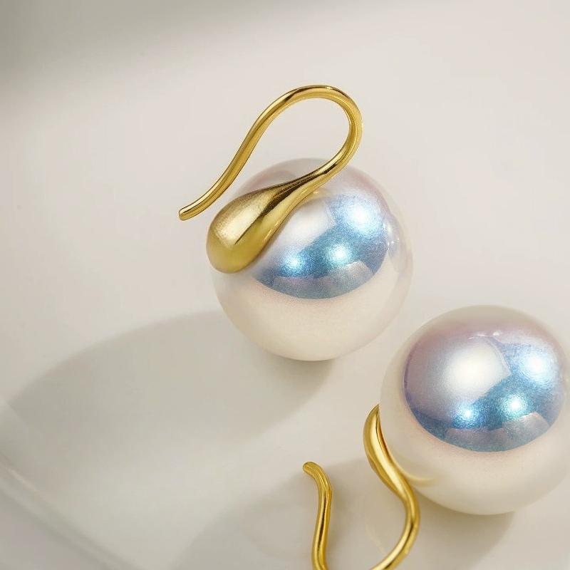 12mm Light Luxury Iridescent Pink shell Pearl Earrings High Heel Earrings for Women Gift Graduation Party Elegant Jewelry