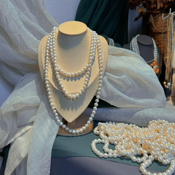 9-10mm White Shell Pearl Necklace - Genuine Shell Pearl - Real Mother of Pearl Jewelry
