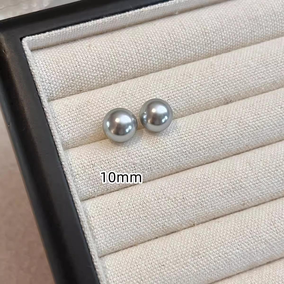 Grey Pearl Stud Earrings | 12mm Trendy Hot Sale Design | Affordable Luxury Niche Jewelry For Women