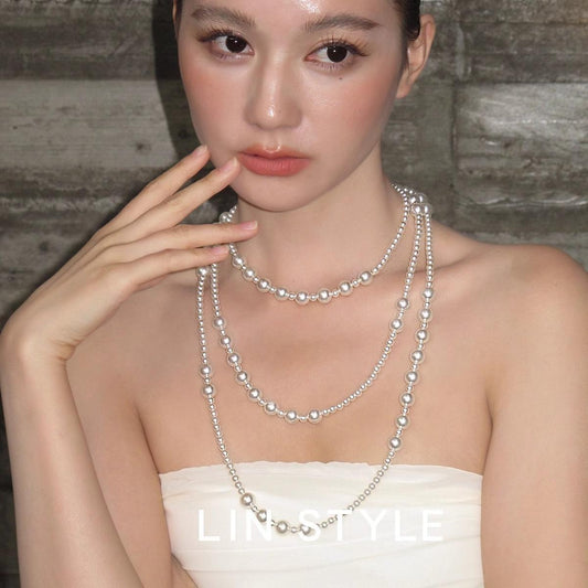 S Home Australia white long pearl necklace, high-end sense, multi-layer stacked neck chain