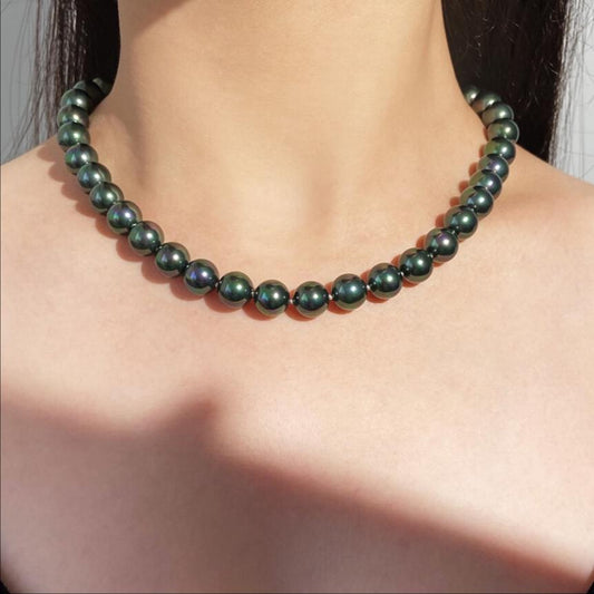 Green Pearl Necklace Women's Premium Necklace 10mm 18inch