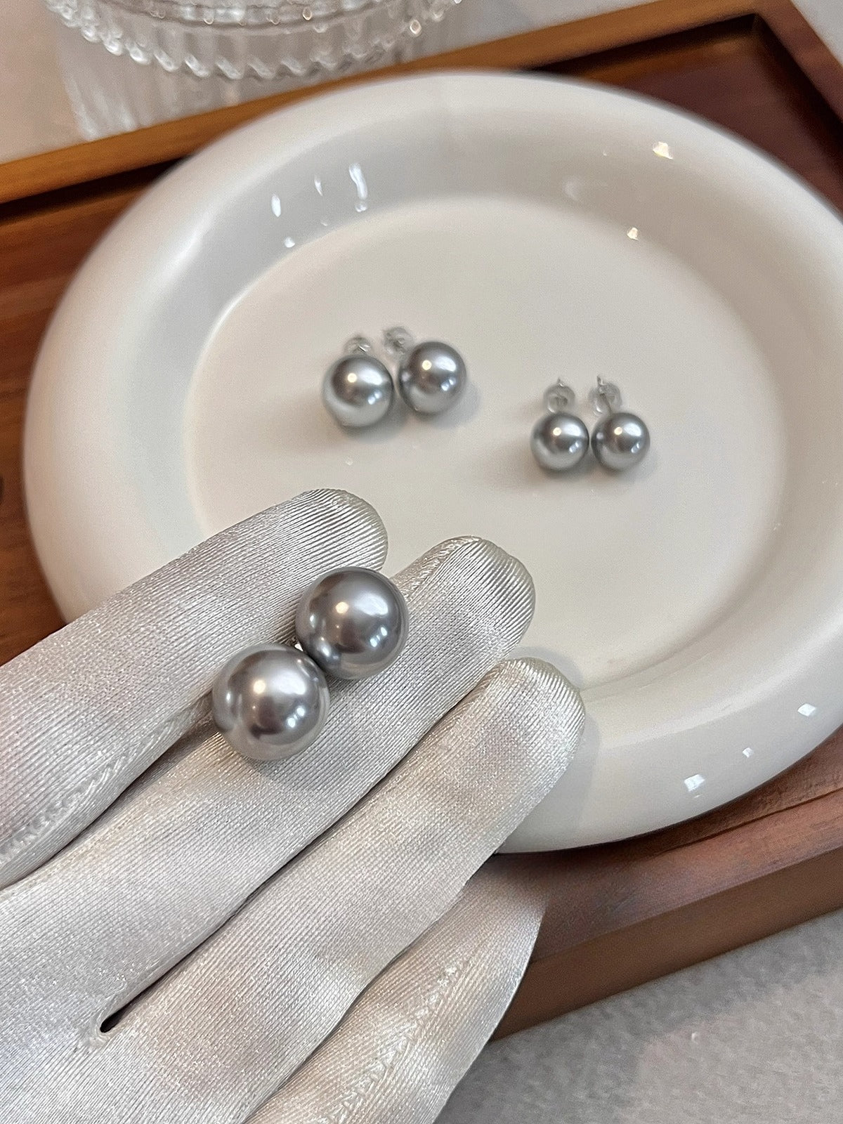 Zhenduo Hemp Gray Pearl Stud Earrings | 12mm 925 Silver | 2025 Trendy Explosive Design | Light Luxury Niche Jewelry for Women