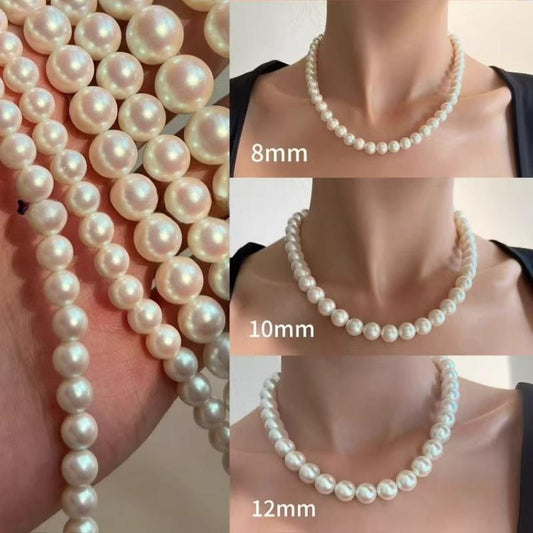 Gold Magnetic Button 10mm Colorful Pearl Necklace Clavicle Chain Women Birthday Gift Mother Day Gift 2025 New