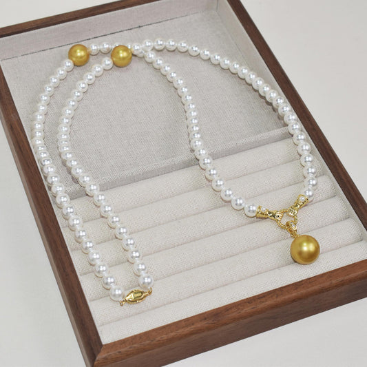 32Inch long pearl necklace, sweater chain, mother shell pearl sweater chain, high-end necklace.