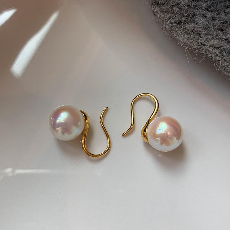 999 sterling silver, grey pearl stud earrings for women, high heels, earrings.