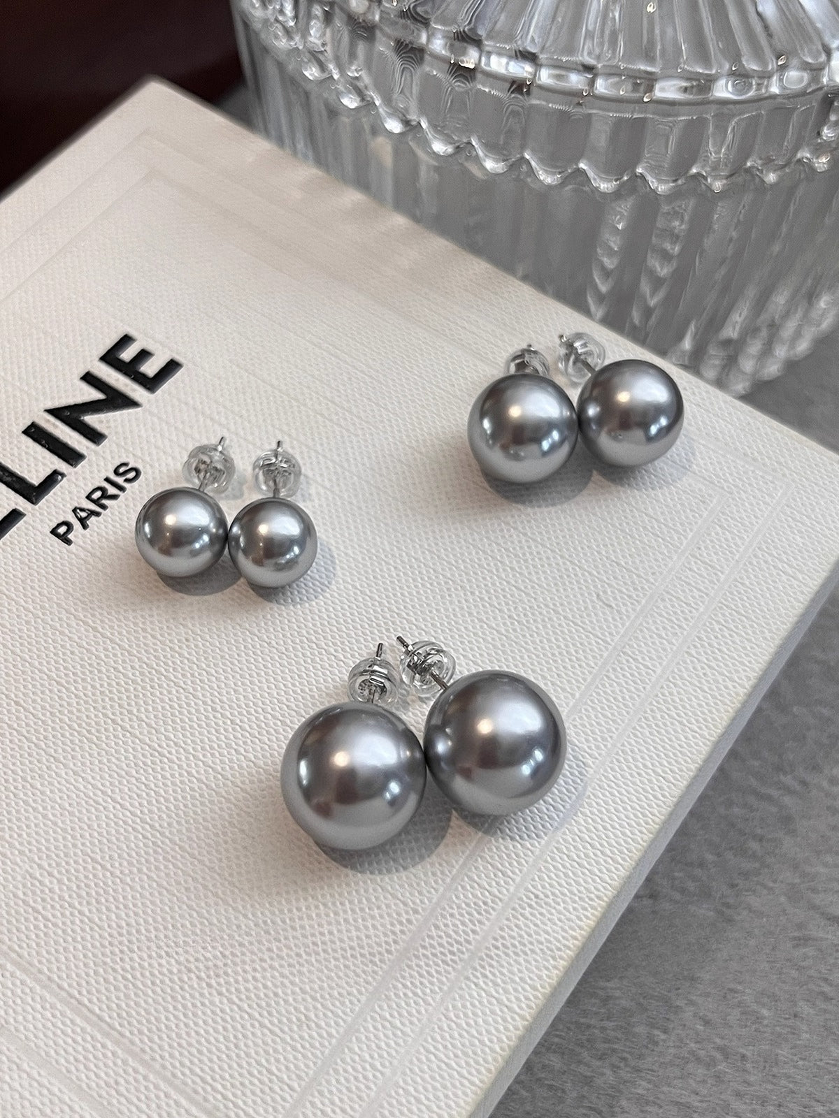 Zhenduo Hemp Gray Pearl Stud Earrings | 12mm 925 Silver | 2025 Trendy Explosive Design | Light Luxury Niche Jewelry for Women
