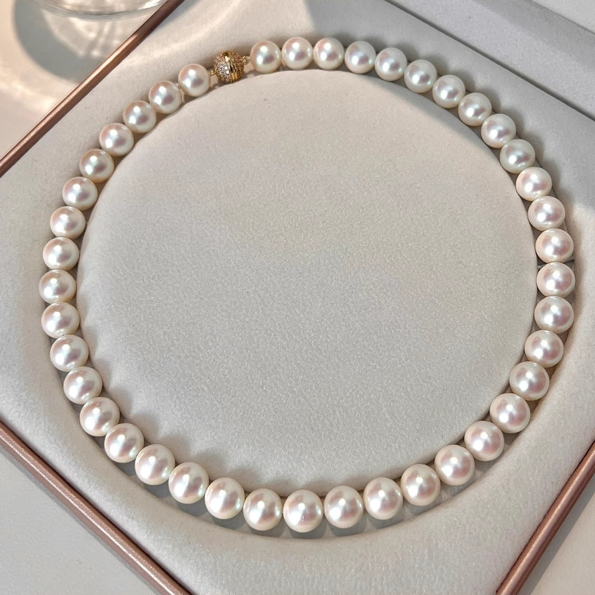 Clean & High-End Version  10mm Pink Pearl Necklace – High-End Women’s Clavicle Chain