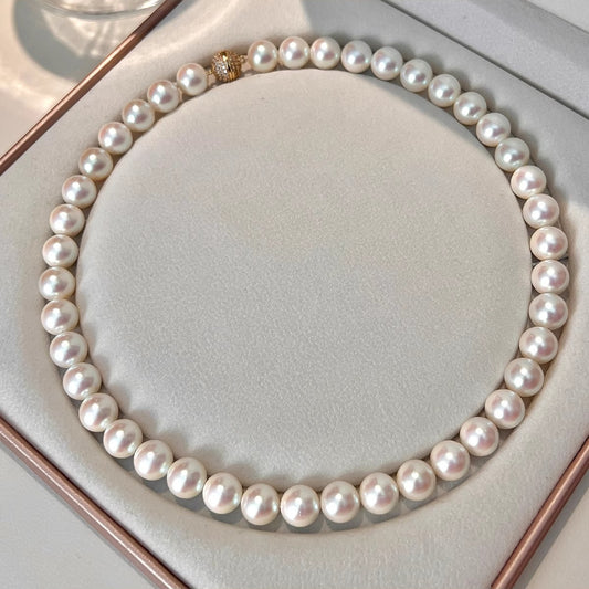 Clean & High-End Version  10mm Pink Pearl Necklace – High-End Women’s Clavicle Chain
