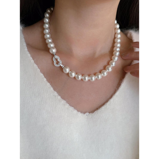8mm 10mm Gourd Furoku White Pearl Necklace Women Necklace Luxury Sweater Chain Brings Good Luck