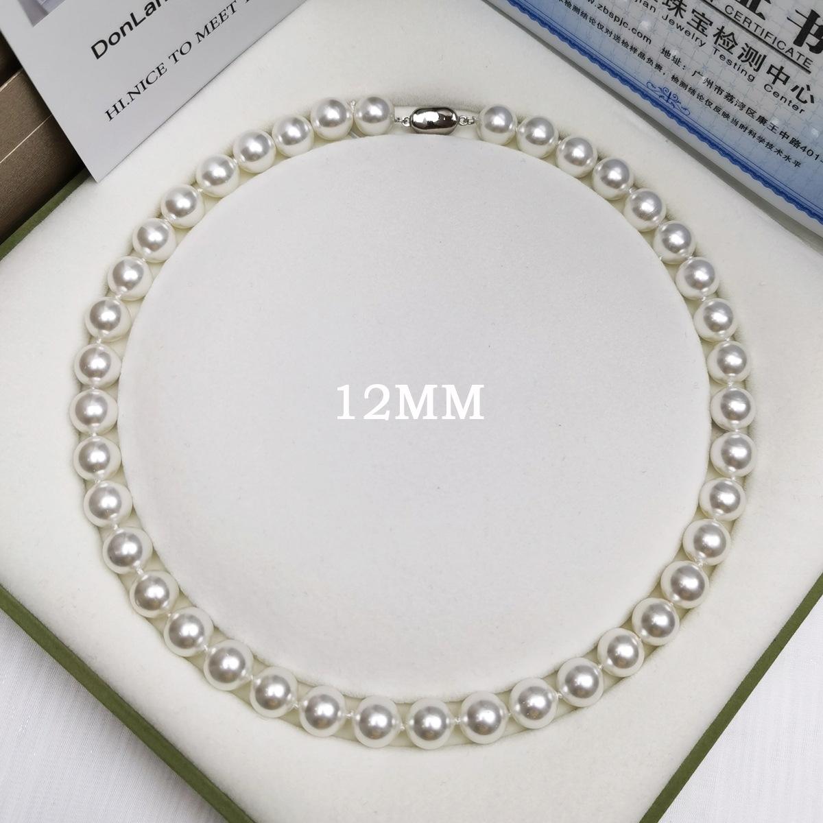 Natural Australian mother shell pearl necklace 925 silver ingot button, strong light and high quality, bead white color necklace 6mm-12mm suitable for graduation ceremony, birthday gift, Mother's Day gift
