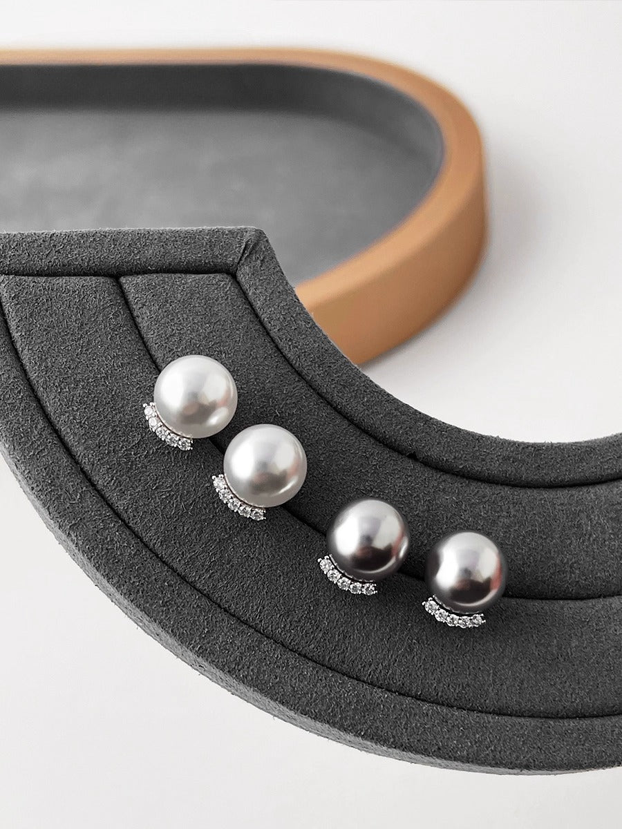 Simple Temperament Eyelash Pearl Stud Earrings | Milk White Pearl | Niche High-End Design | S925 Sterling Silver Earrings for Women