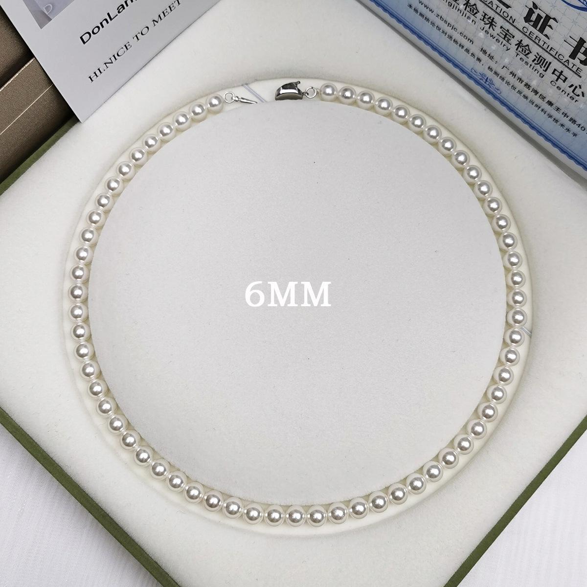 Natural Australian mother shell pearl necklace 925 silver ingot button, strong light and high quality, bead white color necklace 6mm-12mm suitable for graduation ceremony, birthday gift, Mother's Day gift