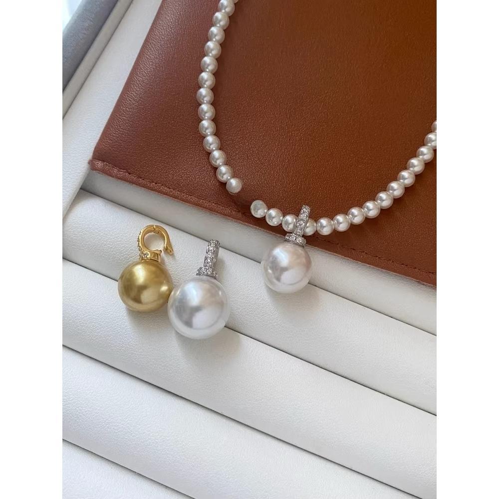 Pearl pendant 12mm 14mm, white, gold single pearl pendant, necklace can match with necklace, bracelet etc, without chain