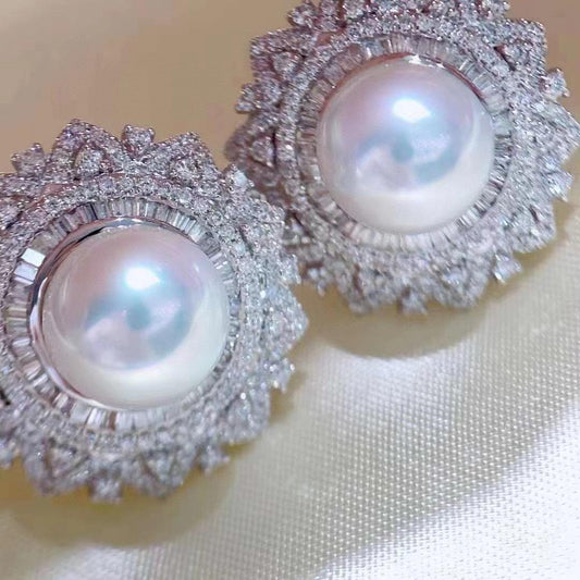 Hot-selling Snow Queen earrings, proper presence S925 sterling silver earrings, pearl diameter 10-11MM