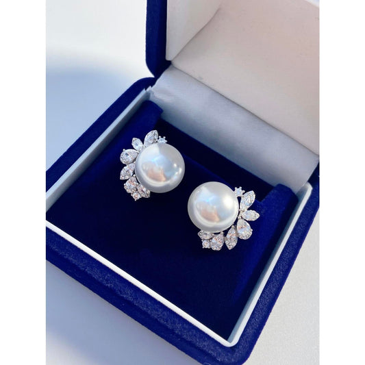 Bird Feather Pearl Earrings Premium S925 Sterling Silver Stud Earrings