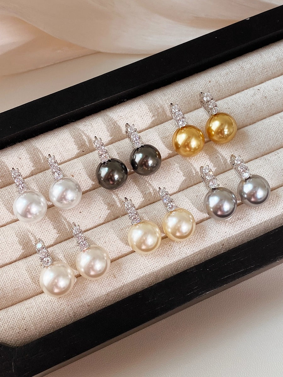 White Pearl Ear Buckle Earrings for Women | Light Luxury & Premium Design | S925 Sterling Silver | Versatile Temperament Diamond Earrings