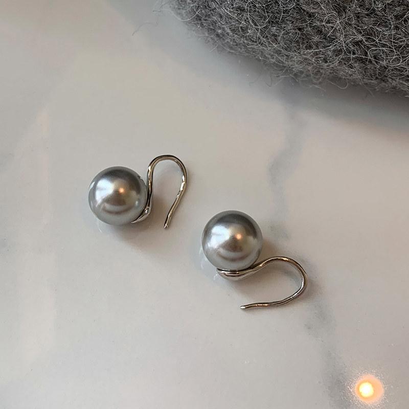 Classic 10mm Iridescent Pearl Earrings Women High Heel Stud Ear Hook Premium Shiny Jewelry Trendy