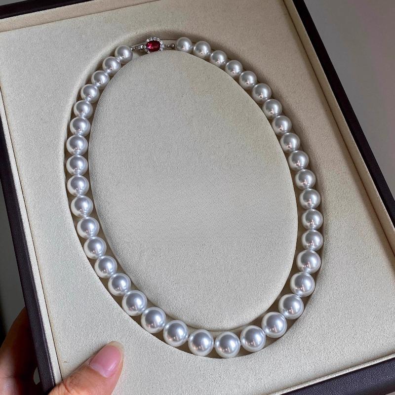 Red gold white pearl shellpearl necklace luxury daily wear perfect Mother Day gift for women natural red stone jewelry