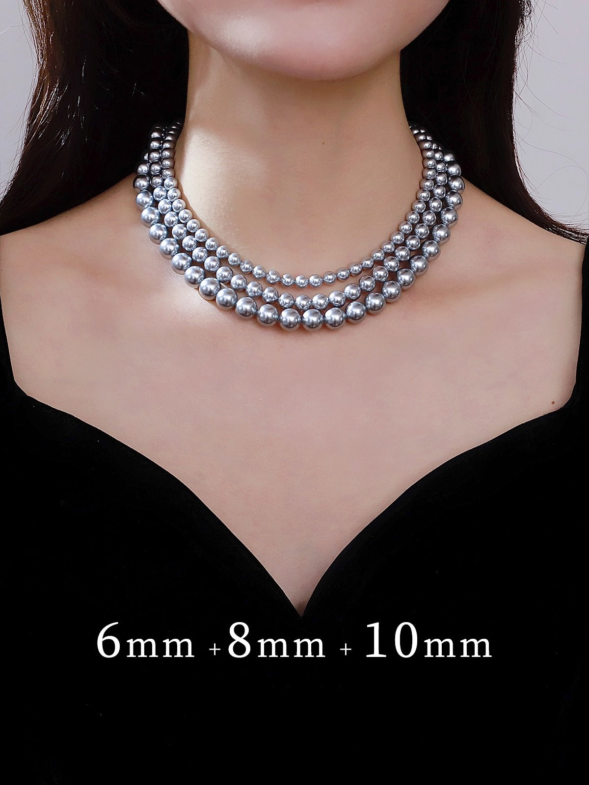 2025 New Women's Platinum Gray Pearl Necklace – 8mm Real Hemp Clavicle Chain Accessory