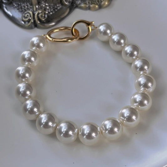 925 silver crystal pearl bracelet, simple and atmospheric versatile bracelet for women, niche fashion single item 10mm
