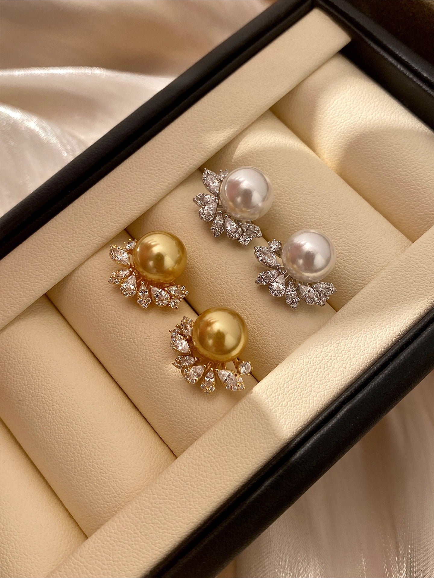 Pearl Earrings | Seiko Craftsmanship with S925 Sterling Silver | Micro-Inlaid Zirconia & Diamond | Niche Premium Stud Earrings for Women