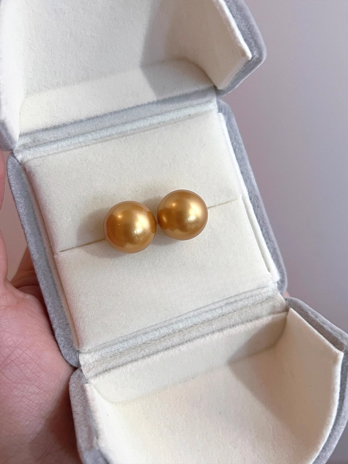 Nanyang Gold Pearl Earrings | 14mm French Design | 925 Silver Needle | Explosive Light Luxury | Premium Exquisite Beauty Earrings